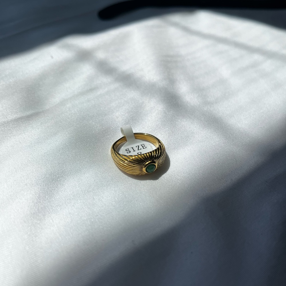 Gold Ring with Green Gemstone